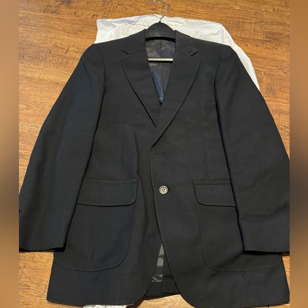 Men’s 38R black suit jacket machine washable Jc Penney